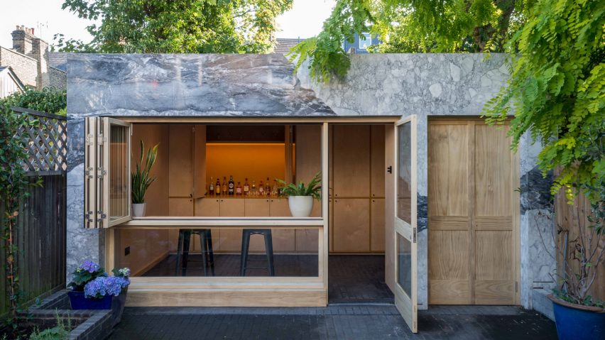 Marble-clad garden room and home office of the Hansler Road extension by Alexander Owen Architecture
