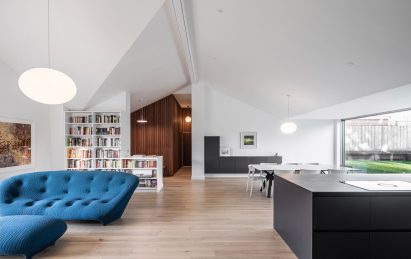 Interior of Honey and Walnut House renovated bungalow by Intervention Architecture