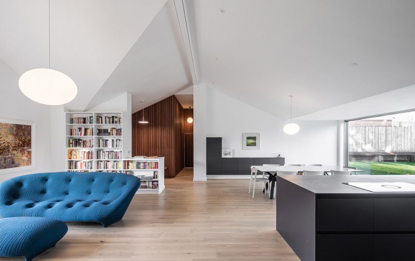 Interior of Honey and Walnut House renovated bungalow by Intervention Architecture
