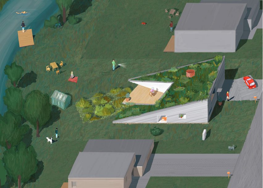 Living space and terrace in House and the River by After Party