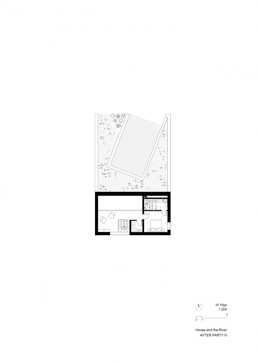 Living space and terrace in House and the River by After Party first floor plan
