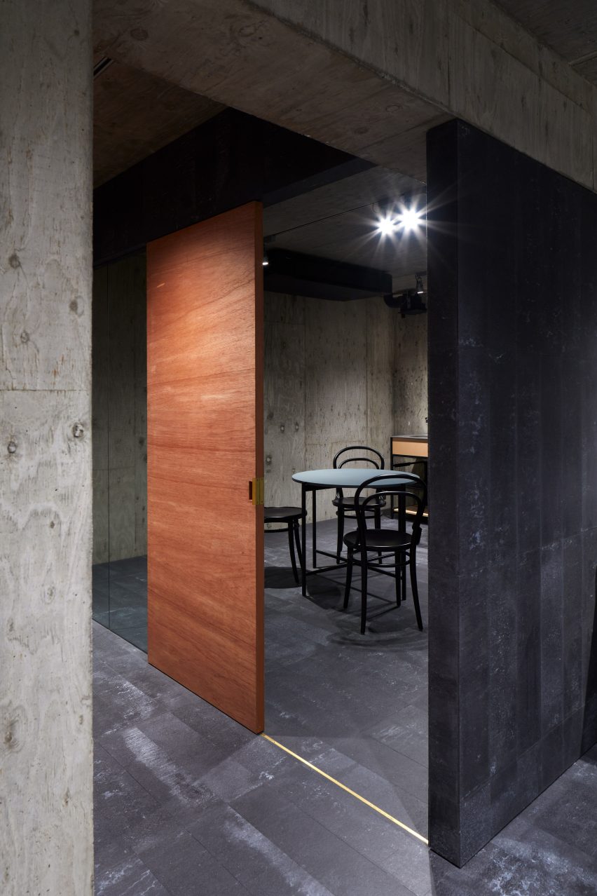 The concrete interiors of a Japanese house