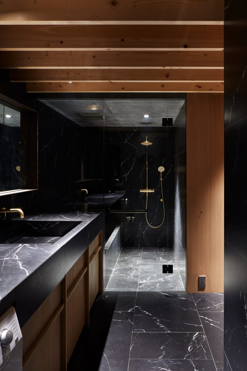 A dark bathroom interior