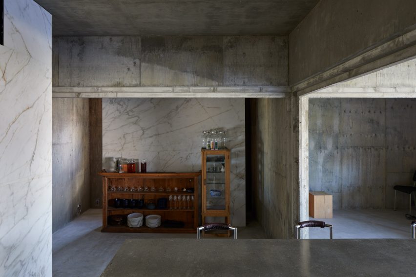The concrete interiors of House T in Japan