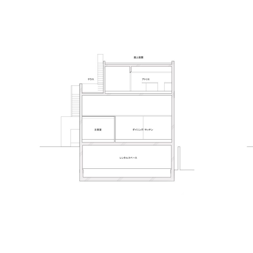 Section for House T by Suppose Design Office