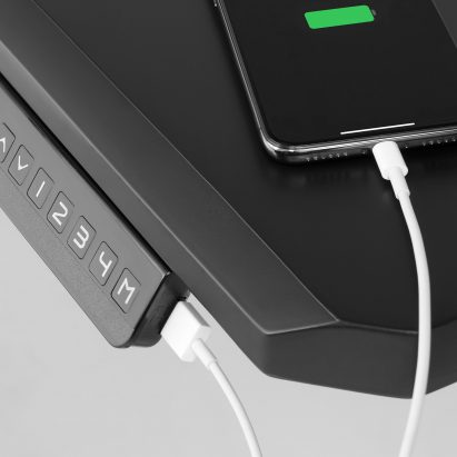 Charging station and height adjustment panel of Uppspel desk