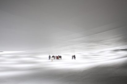 Inside a sheltered white plaza