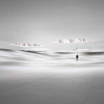 Openings in its roof allow sunlight and rain to enter 