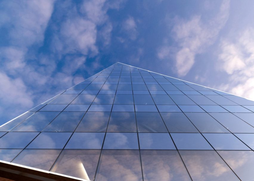 A curtain wall of the Key Bank Plaza office by Perkins and Will