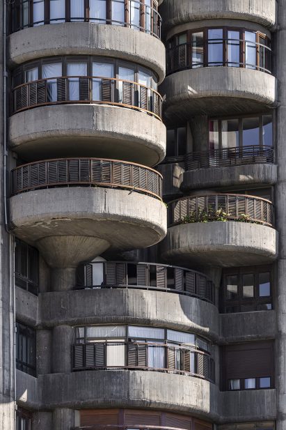 Detail of facade of Torres Blancas, Madrid
