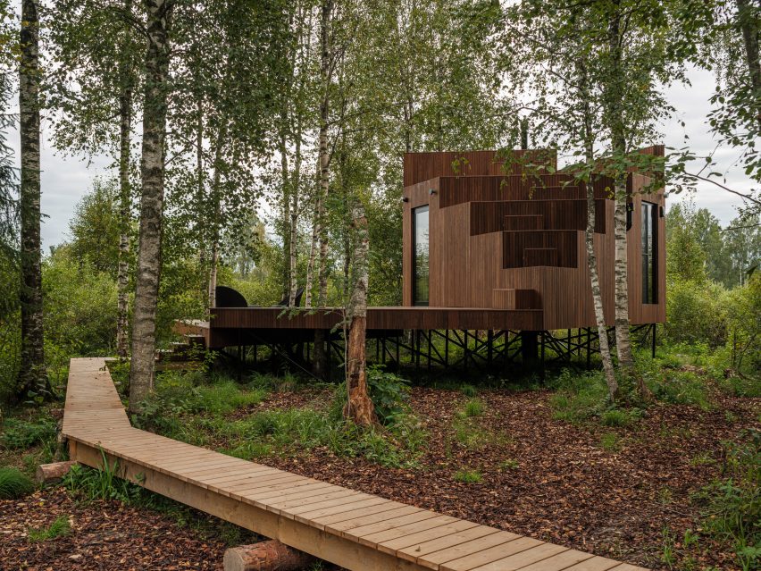 A cabin within woodland in Estonia