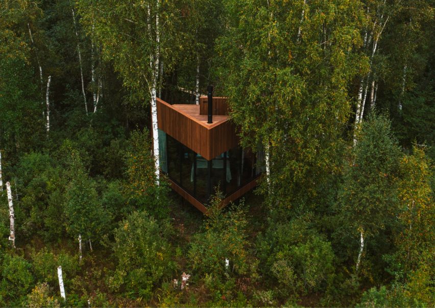 A small holiday cabin within bogland