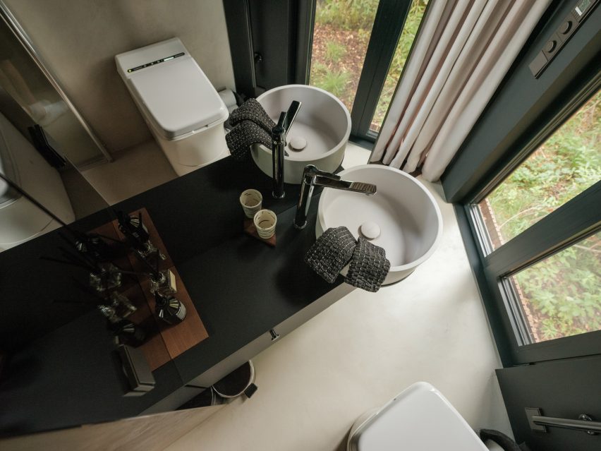The small bathroom of a holiday cabin