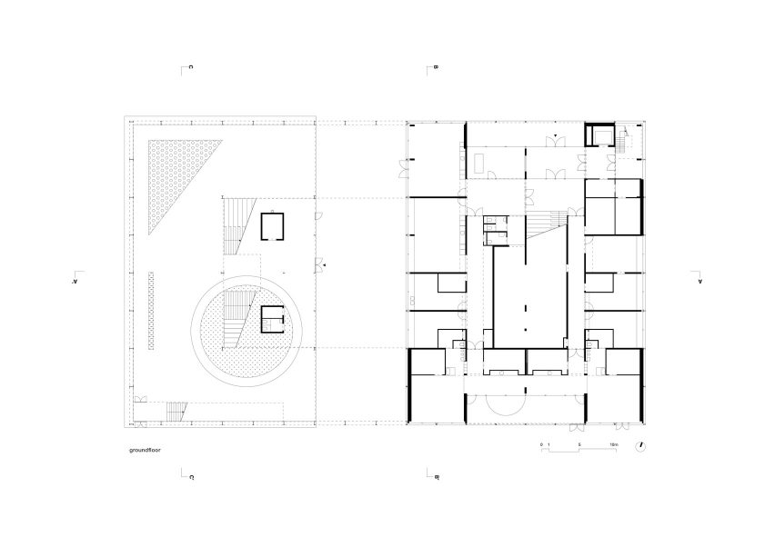 Plans and sections of Melopee School in Ghent by XDGA