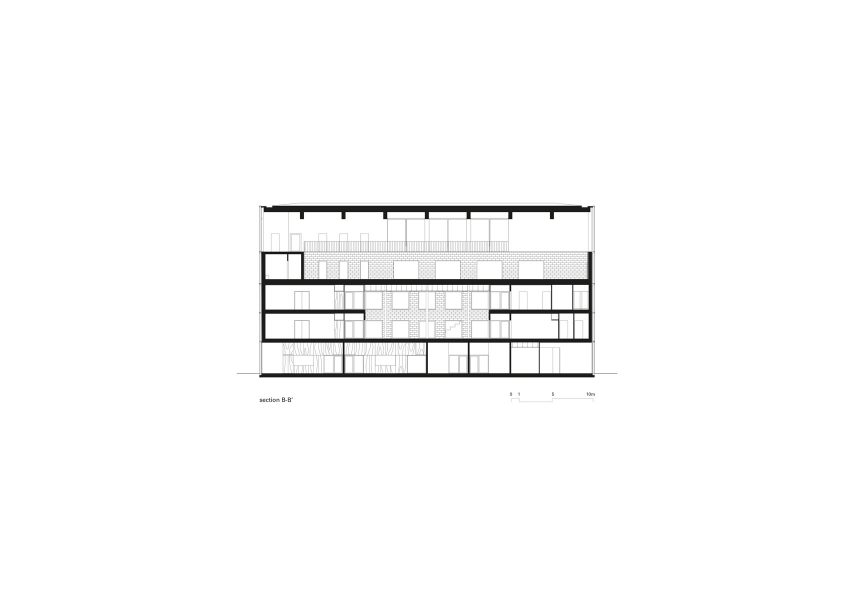 Plans and sections of Melopee School in Ghent by XDGA