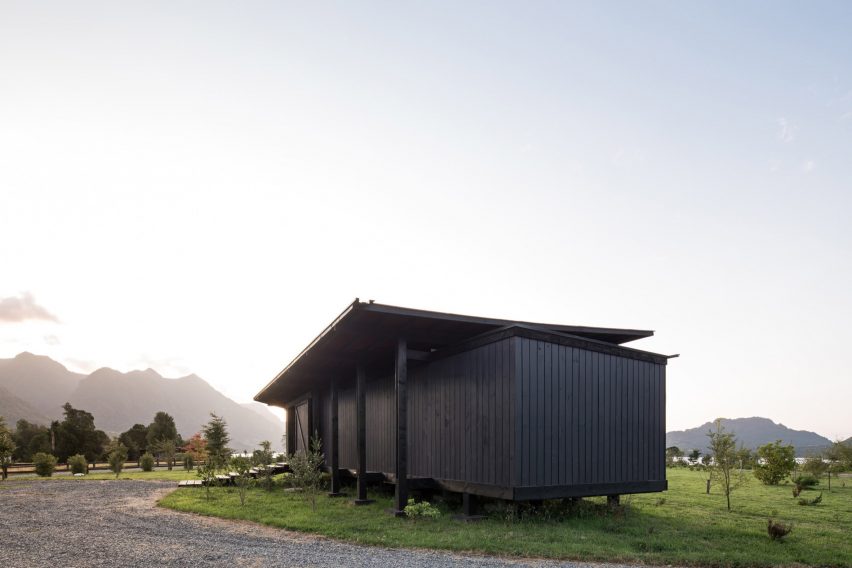 Elevated roof of Casa Tobita in Lago Ranco Chile