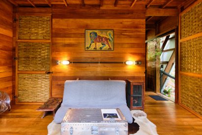 Living room interior of cabin in Brazil