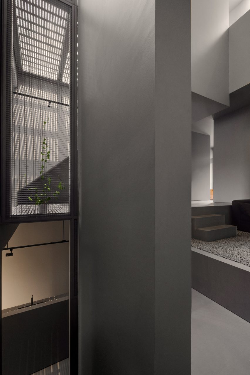 Greige walls and steel installation