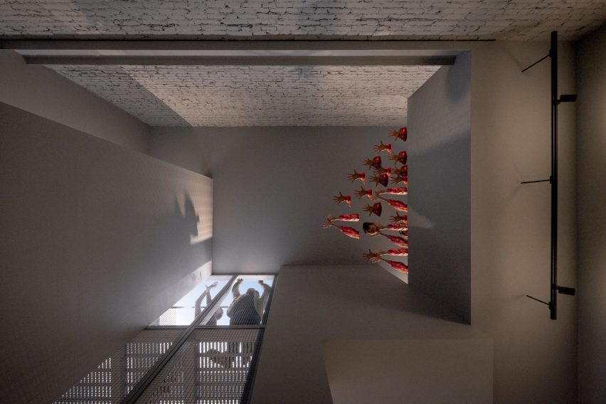 Surrealist interior with photoshopped hands