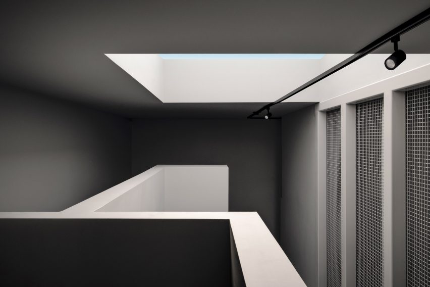 Greige walls and skylight