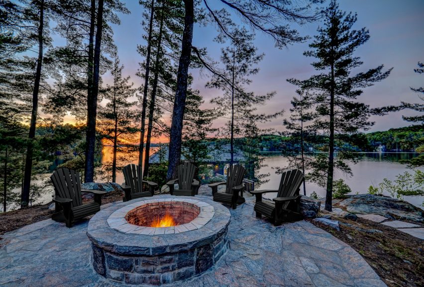 A fire pit outside the property