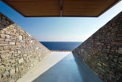 Terraces are divided by stone walls 