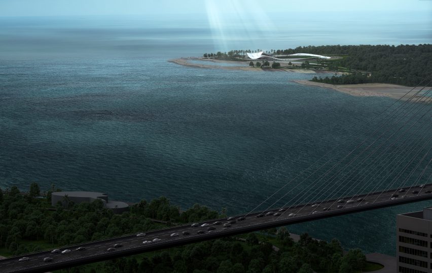 Visual of the seaside pavilion by Sou Fujimoto in Haikou