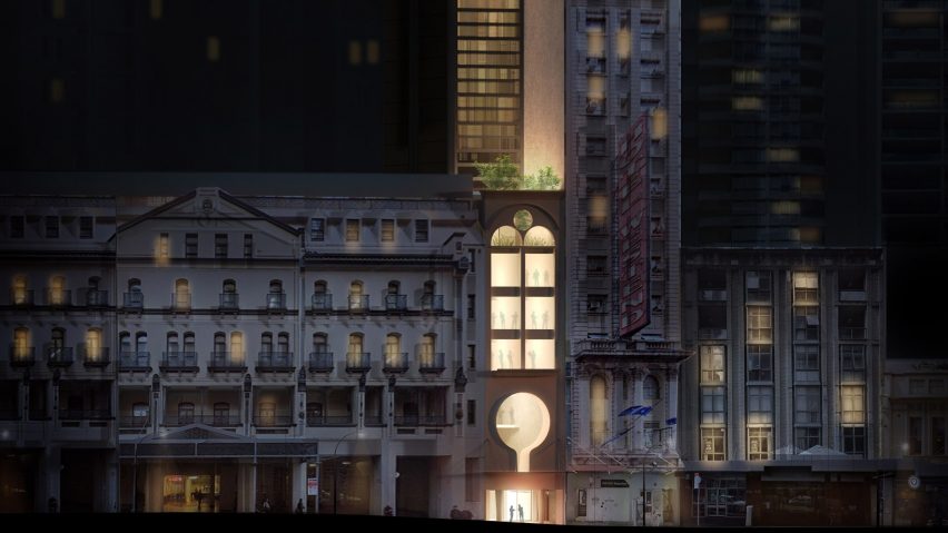 Pencil Tower Hotel skyscraper at 410 Pitt Street in Sydney by Durbach Block Jaggers