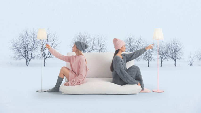 Plisy Up outdoor lamp in grey and pink