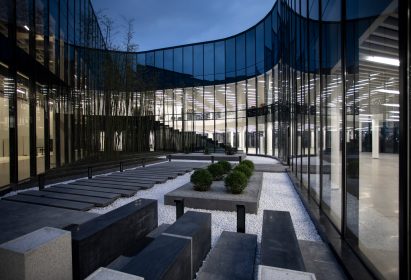 The courtyard of a factory by Snøhetta 