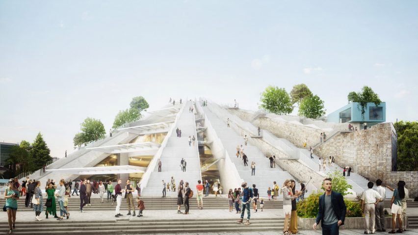 Render of Pyramid Tirana open to the public