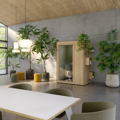 An office with a private booth by Spacestor