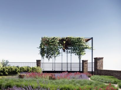 A visual of a garden with wildflowers
