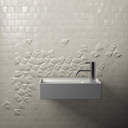 White Squar(e) tiles by Giovanni Barbieri on 3D wall