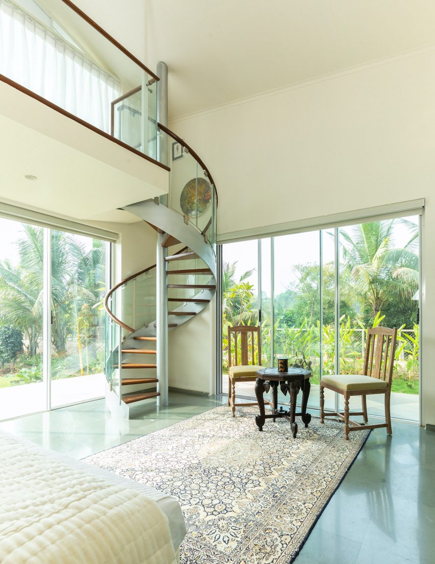 A double-height bedroom in an Indian house