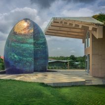 An egg-shaped temple at an Indian house