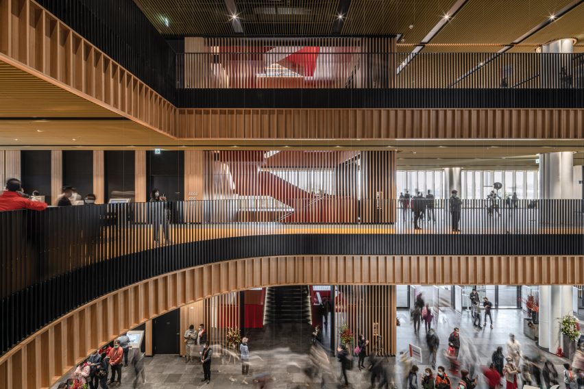An atrium inside a public library