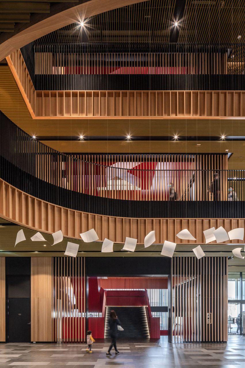 The atrium of a public library in Tainan