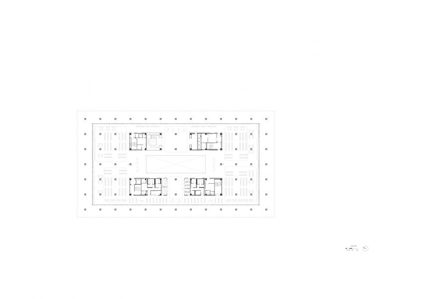 Second floor plan of Tainan Public Library by Mecanoo and MAYU Architects