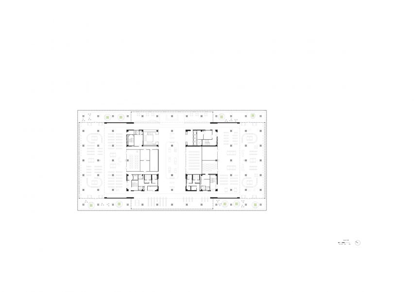 Third floor plan of Tainan Public Library by Mecanoo and MAYU Architects