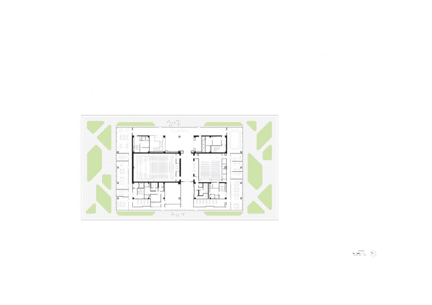 Fifth floor plan of Tainan Public Library by Mecanoo and MAYU Architects