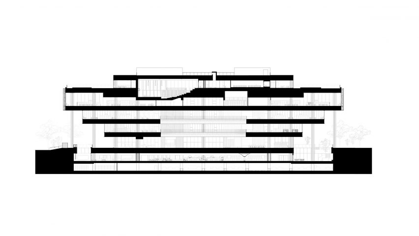 Section of Tainan Public Library by Mecanoo and MAYU Architects