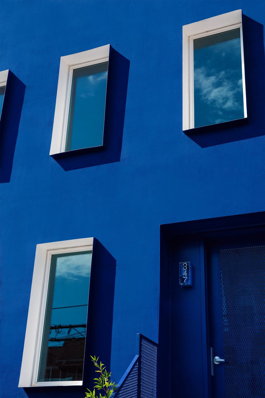 A close up of the building's windows