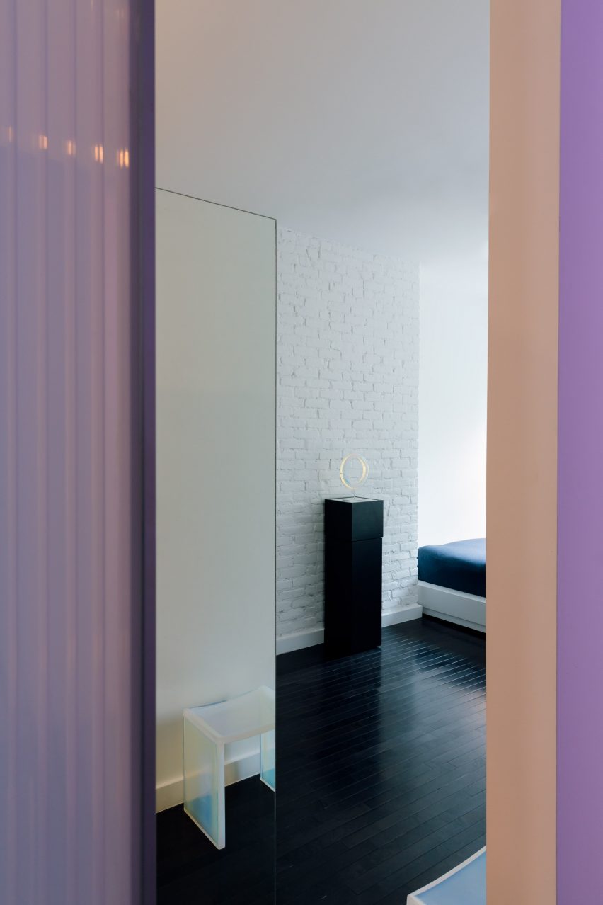Sliding translucent doors that catch the light
