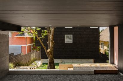 Car parking space beneath a house in Seattle