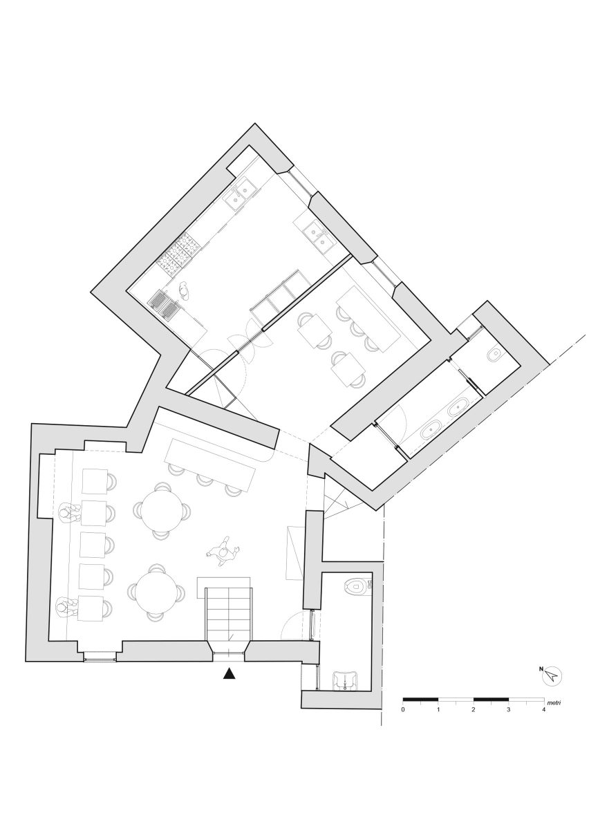 Basement floor plan of Tre De Tutto by Studio Tamat