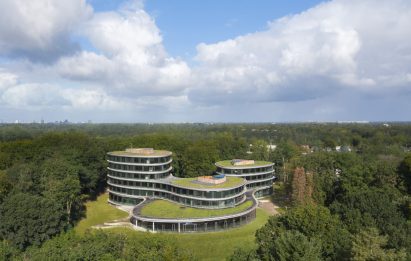 An office nestled within Dutch woodland