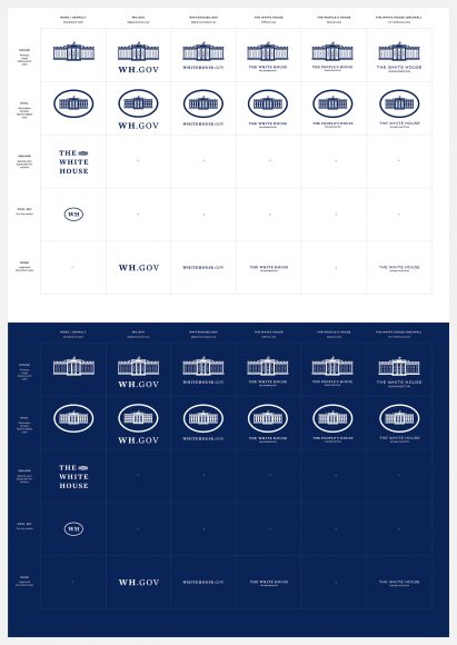 Chart of different versions of the White House logo