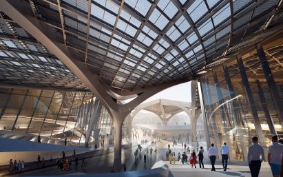 A plaza at the heart of a Chinese cultural centre by Zaha Hadid Architects