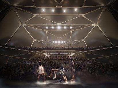 The multifunctional hall of a Chinese cultural centre by Zaha Hadid Architects